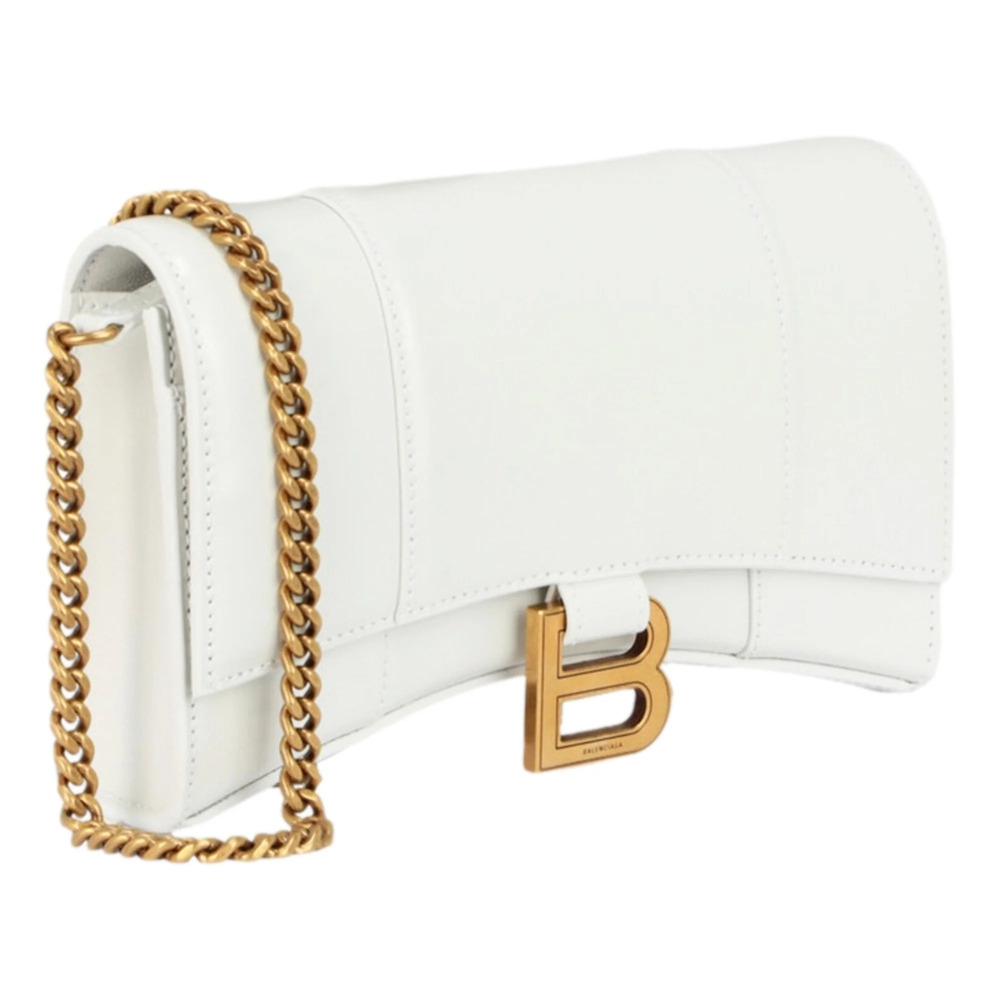 Balenciaga Hourglass White Smooth Calfskin Leather Wallet on Chain Crossbody - Picture 2 of 5